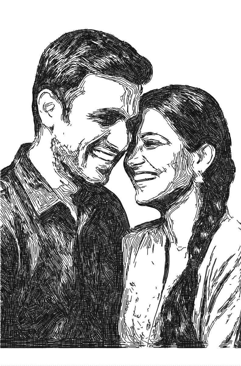 Ink drawing of a couple